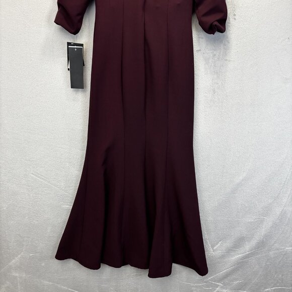 NWT MGNY Madeline Gardner Ruched Off Shoulder Evening Gown Sz 6 Plum Dress $394 - Picture 15 of 16